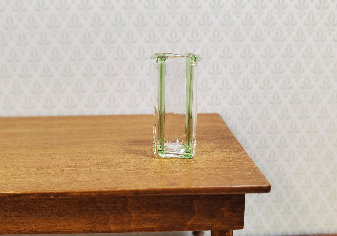 Dollhouse Green Striped Square Modern Vase 1:12 Scale Miniature Decor Flowers - MiniatureCrush