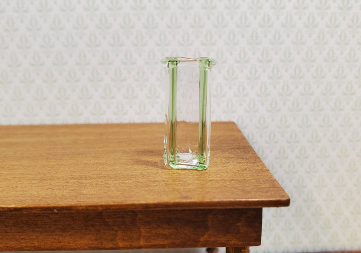 Dollhouse Green Striped Square Modern Vase 1:12 Scale Miniature Decor Flowers - MiniatureCrush