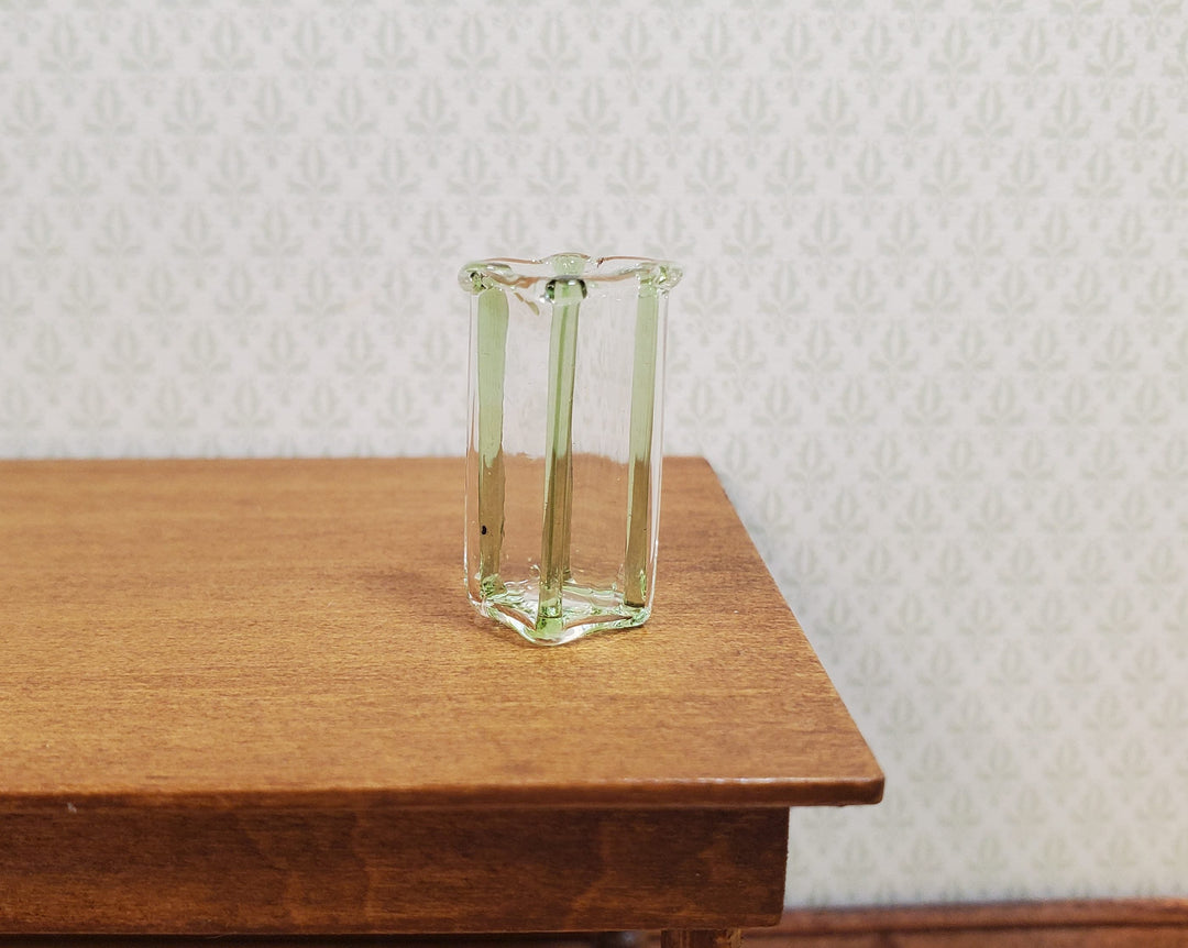Dollhouse Green Striped Square Modern Vase 1:12 Scale Miniature Decor Flowers - MiniatureCrush