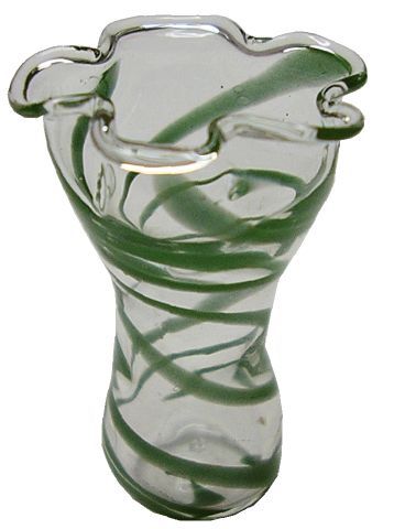 Dollhouse Green Swirl Ruffled Vase 1:12 Scale Miniature Decoration Glass - MiniatureCrush
