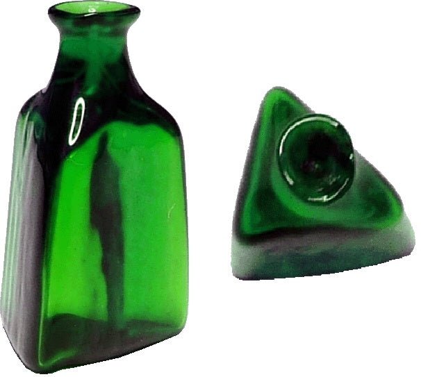 Dollhouse Green Triangular Medicine Bottle 1:12 Scale Miniature Decoration Drink - MiniatureCrush