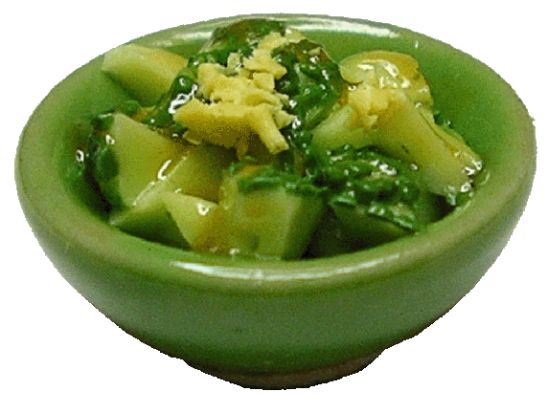 Dollhouse Green Vegetables with Nuts in a Green Bowl 1:12 Scale Miniatures Food - MiniatureCrush