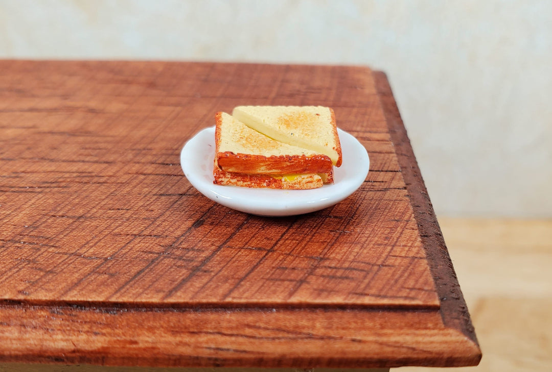 Dollhouse Grilled Cheese Sandwich on a Plate 1:12 Scale Miniature - MiniatureCrush