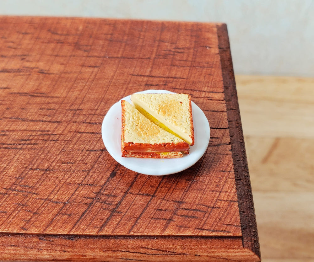 Dollhouse Grilled Cheese Sandwich on a Plate 1:12 Scale Miniature - MiniatureCrush