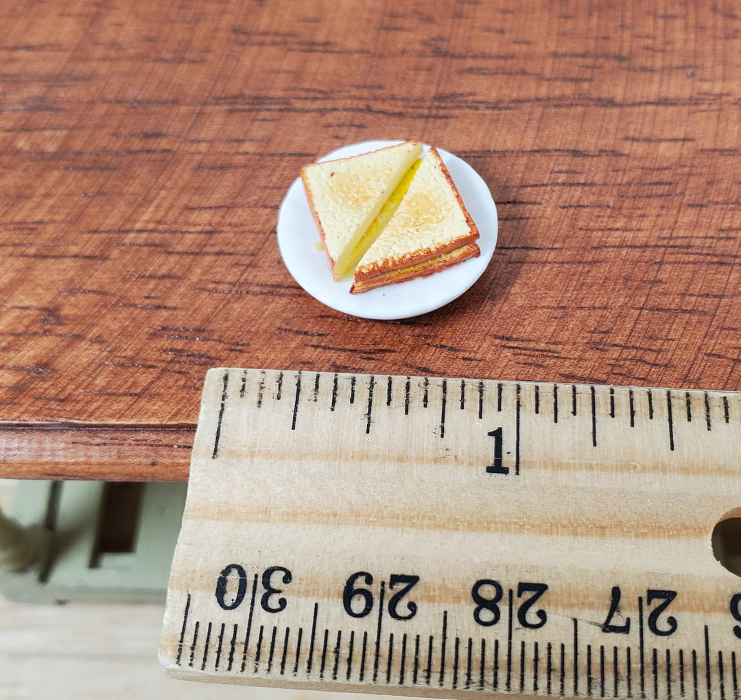 Dollhouse Grilled Cheese Sandwich on a Plate 1:12 Scale Miniature - MiniatureCrush