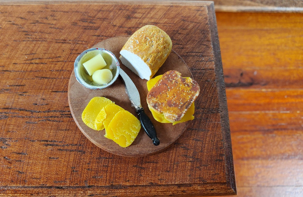 Dollhouse Grilled Cheese Sandwich Prep on Wood Board 1:12 Scale Miniature Food - Miniature Crush