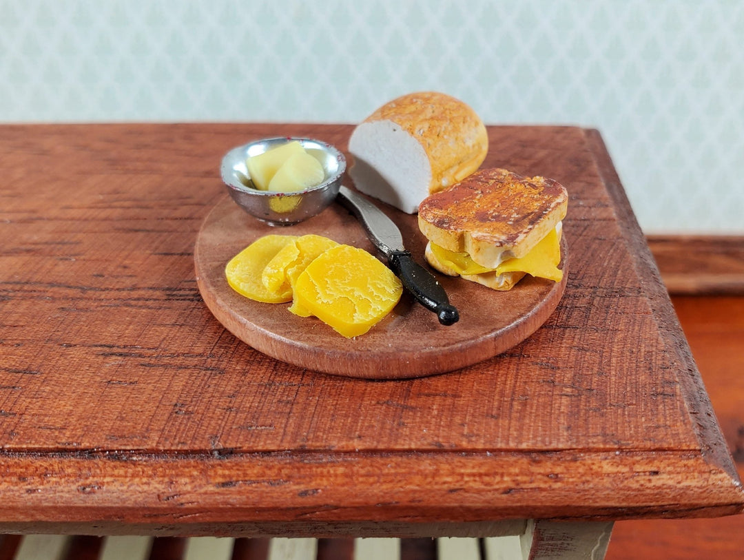 Dollhouse Grilled Cheese Sandwich Prep on Wood Board 1:12 Scale Miniature Food - Miniature Crush