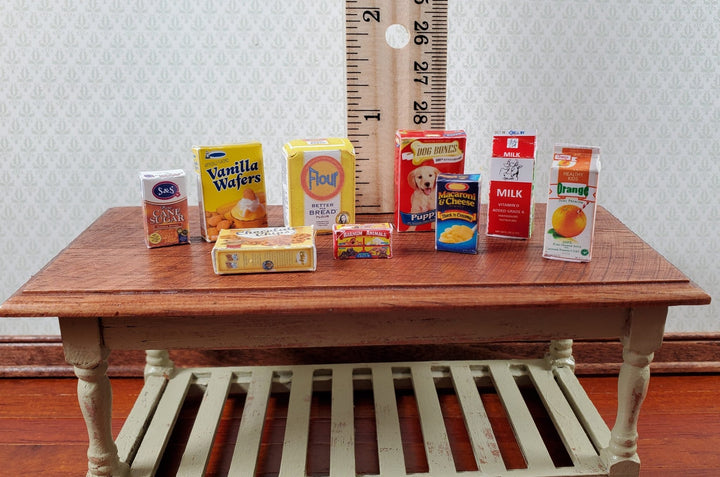 Dollhouse Grocery Items Set of 9 Modern Food Boxes Cartons OJ Cookies 1:12 Scale - Miniature Crush