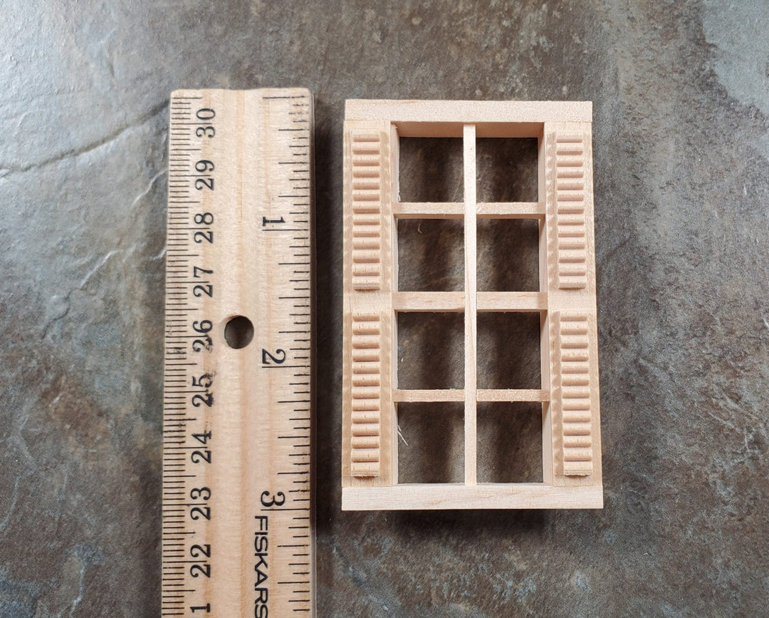 Dollhouse HALF SCALE 1:24 8 Light Window with Shutters HWH5003 - MiniatureCrush