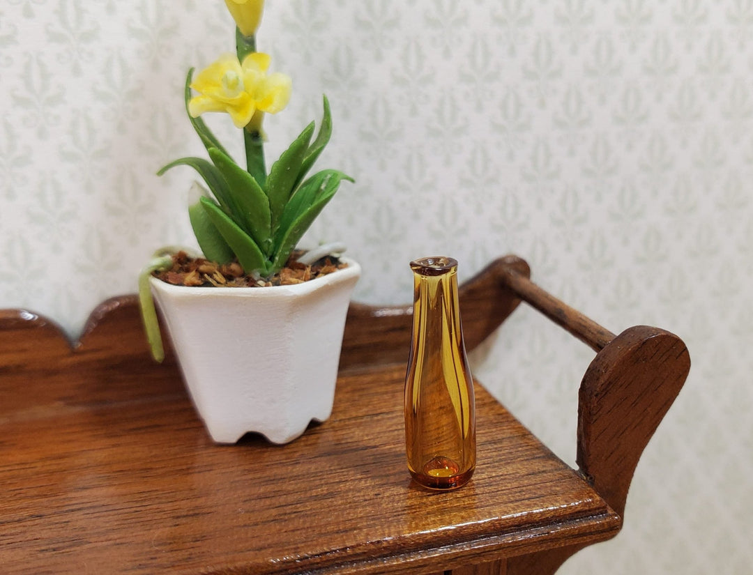 Dollhouse HALF SCALE Amber Glass Wine Bottle 1:24 Scale Miniature - MiniatureCrush