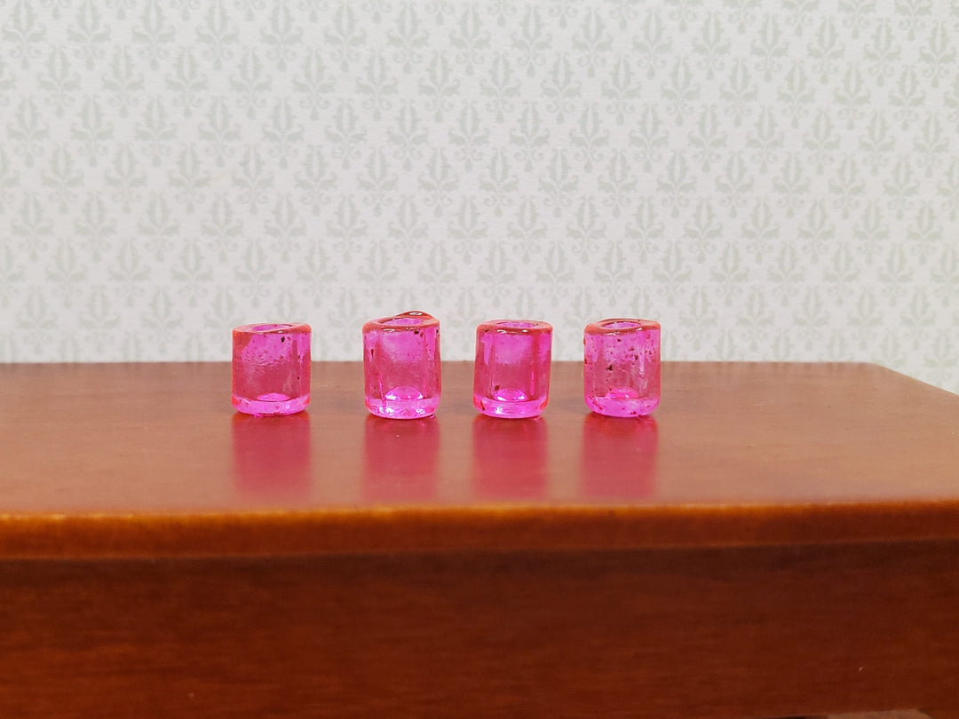 Dollhouse HALF SCALE Bright Pink Glass Cup x4 1:24 Miniature Glasses Kitchen - MiniatureCrush
