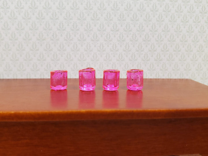 Dollhouse HALF SCALE Bright Pink Glass Cup x4 1:24 Miniature Glasses Kitchen - MiniatureCrush