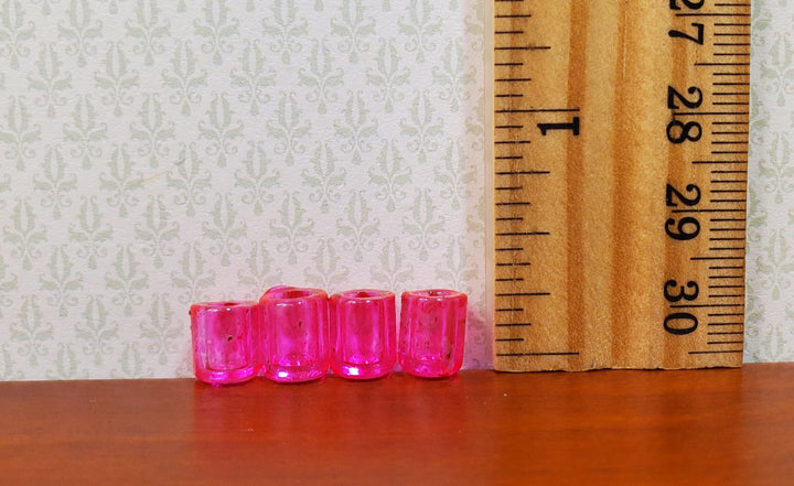 Dollhouse HALF SCALE Bright Pink Glass Cup x4 1:24 Miniature Glasses Kitchen - MiniatureCrush