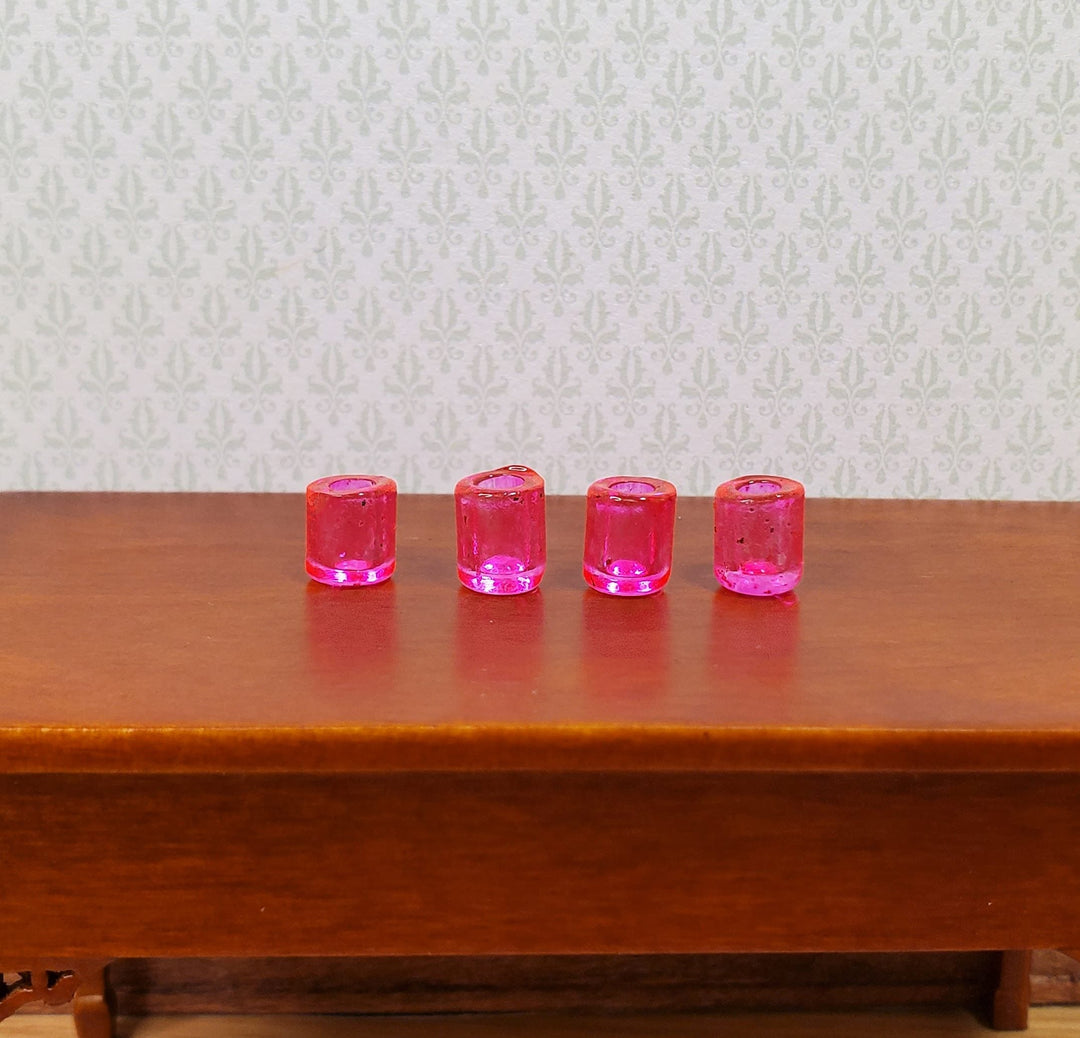 Dollhouse HALF SCALE Bright Pink Glass Cup x4 1:24 Miniature Glasses Kitchen - MiniatureCrush