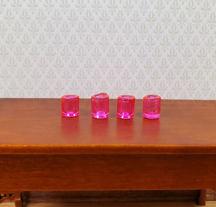 Dollhouse HALF SCALE Bright Pink Glass Cup x4 1:24 Miniature Glasses Kitchen - MiniatureCrush