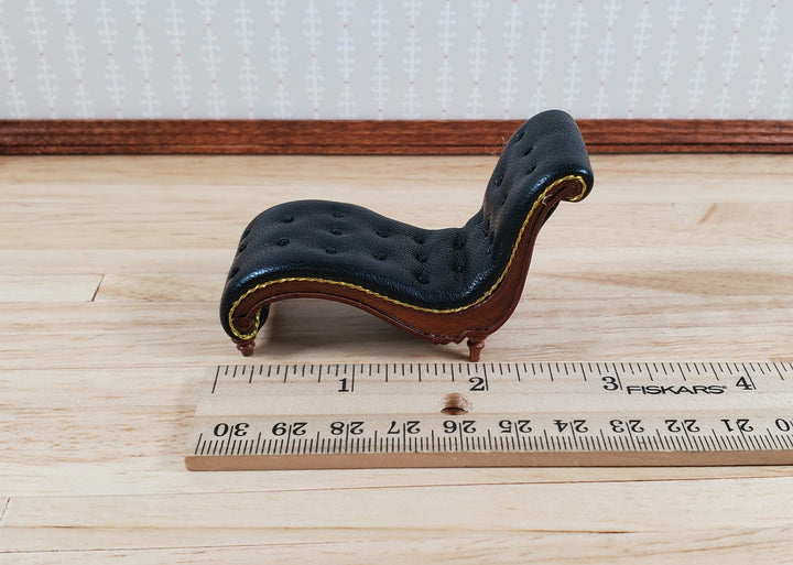 Dollhouse HALF SCALE Chase Lounger Sofa Art Nouveau 1:24 Furniture Faux Leather - MiniatureCrush