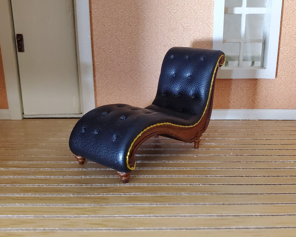 Dollhouse HALF SCALE Chase Lounger Sofa Art Nouveau 1:24 Furniture Faux Leather - MiniatureCrush