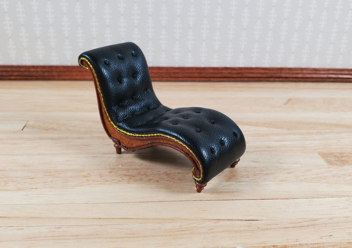 Dollhouse HALF SCALE Chase Lounger Sofa Art Nouveau 1:24 Furniture Faux Leather - MiniatureCrush