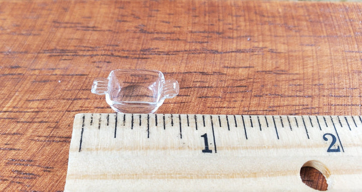 Dollhouse HALF SCALE Clear Glass Casserole Dish with Handles 1:24 Miniature - MiniatureCrush