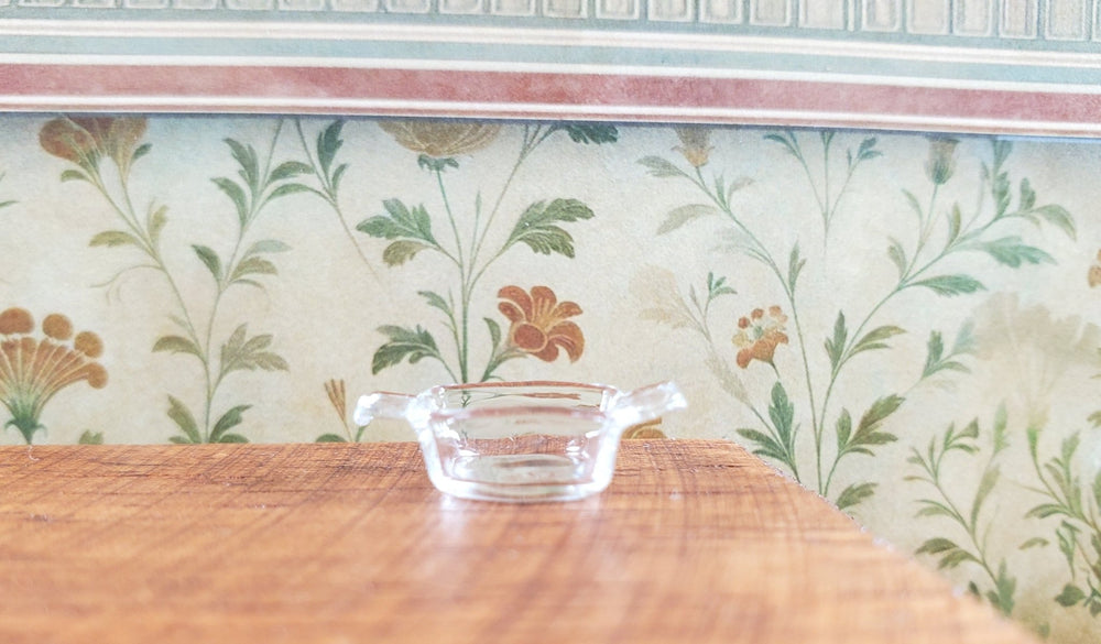 Dollhouse HALF SCALE Clear Glass Casserole Dish with Handles 1:24 Miniature - MiniatureCrush