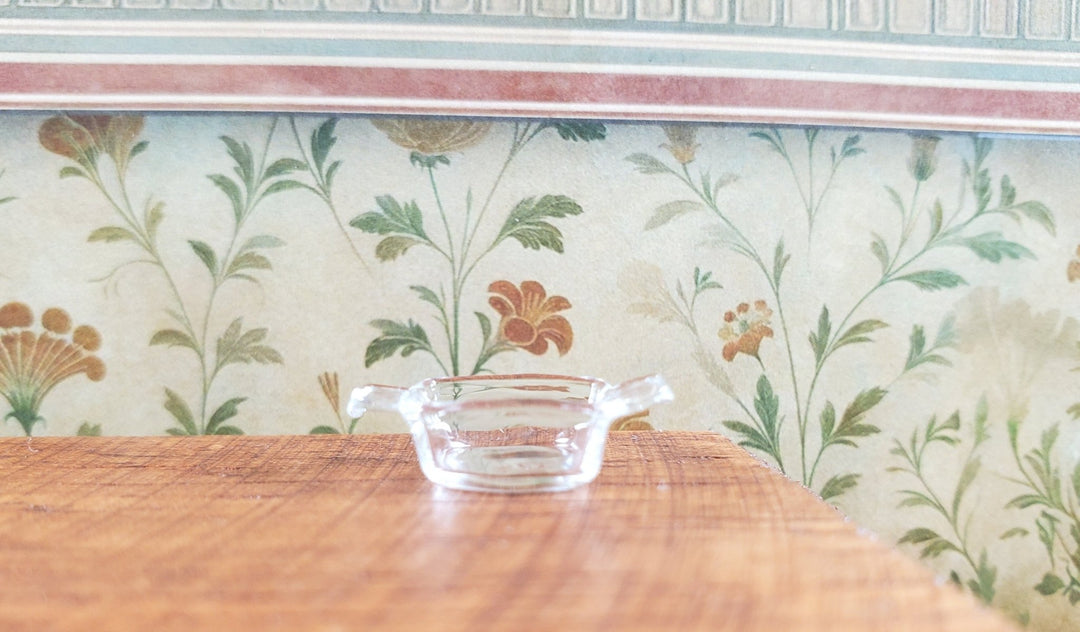 Dollhouse HALF SCALE Clear Glass Casserole Dish with Handles 1:24 Miniature - MiniatureCrush