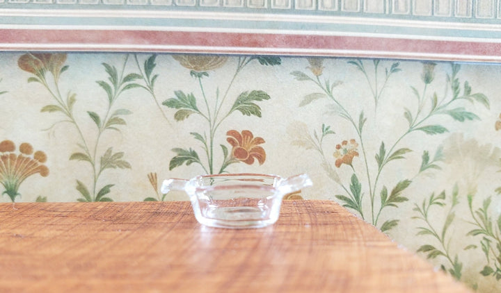 Dollhouse HALF SCALE Clear Glass Casserole Dish with Handles 1:24 Miniature - MiniatureCrush
