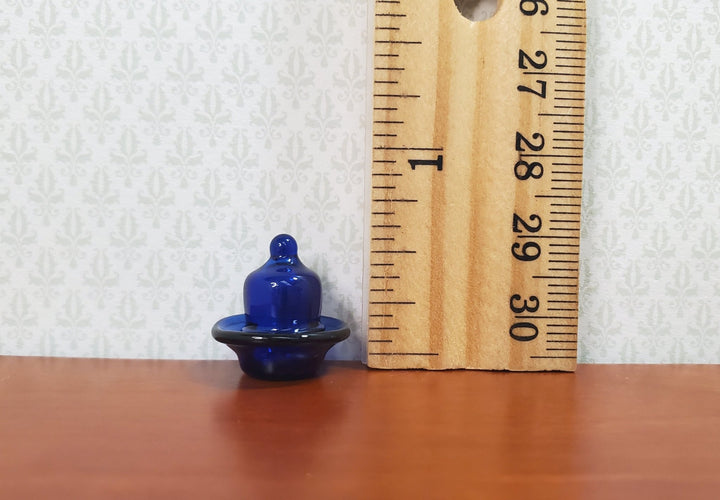 Dollhouse HALF SCALE Cobalt Blue Glass Dish with Lid 1:24 Scale Miniature - MiniatureCrush