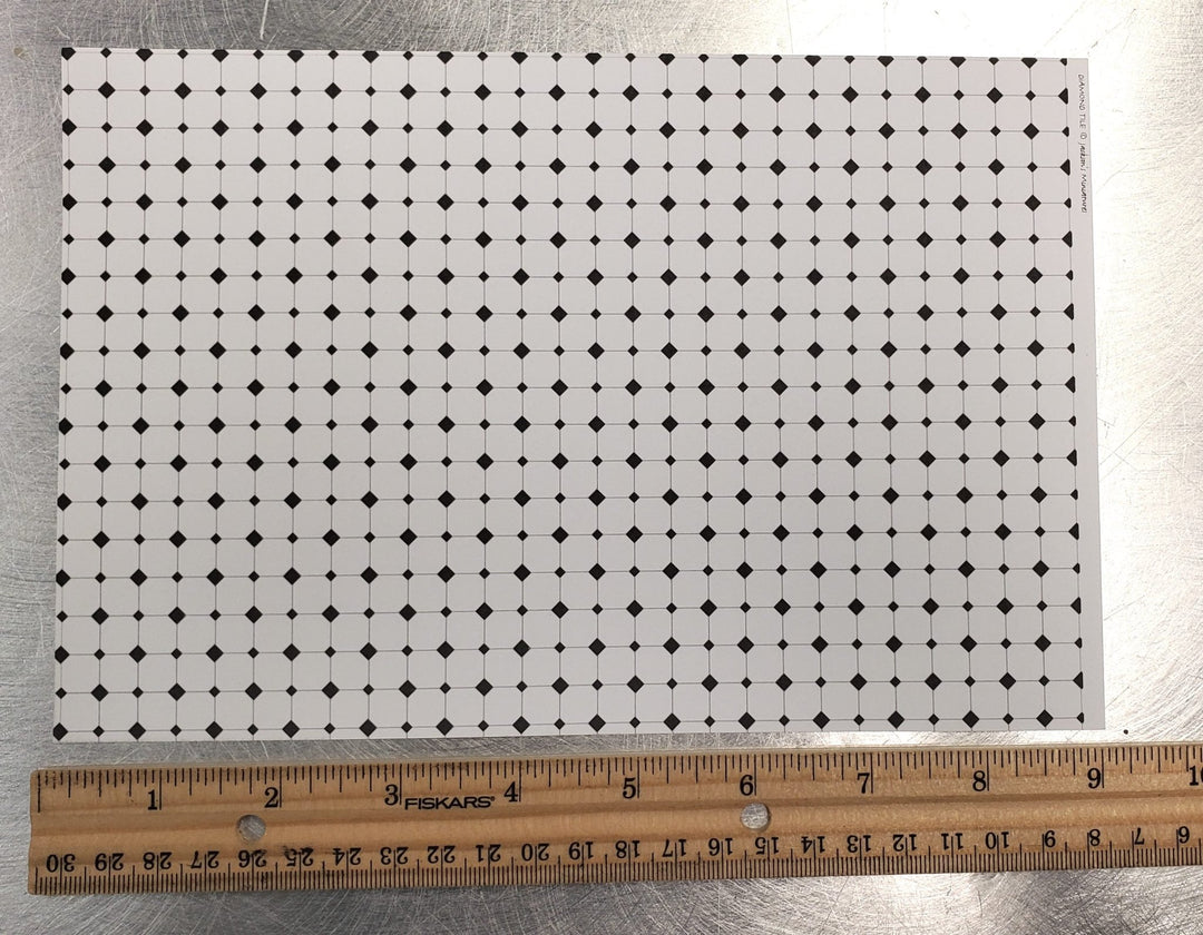 Dollhouse HALF SCALE Diamond Tile Paper Floor 3 Sheets 1:24 Miniature - MiniatureCrush