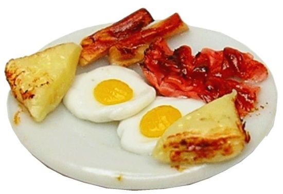 Dollhouse HALF SCALE Egg Breakfast on a White Plate 1:24 Miniature Food - MiniatureCrush