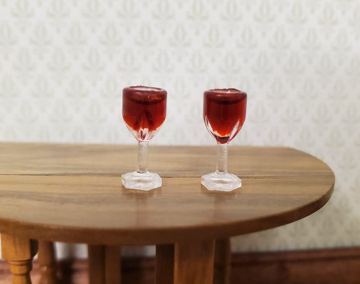 Dollhouse HALF SCALE Filled Red Wine Glasses x2 plastic 1:24 Miniature - MiniatureCrush