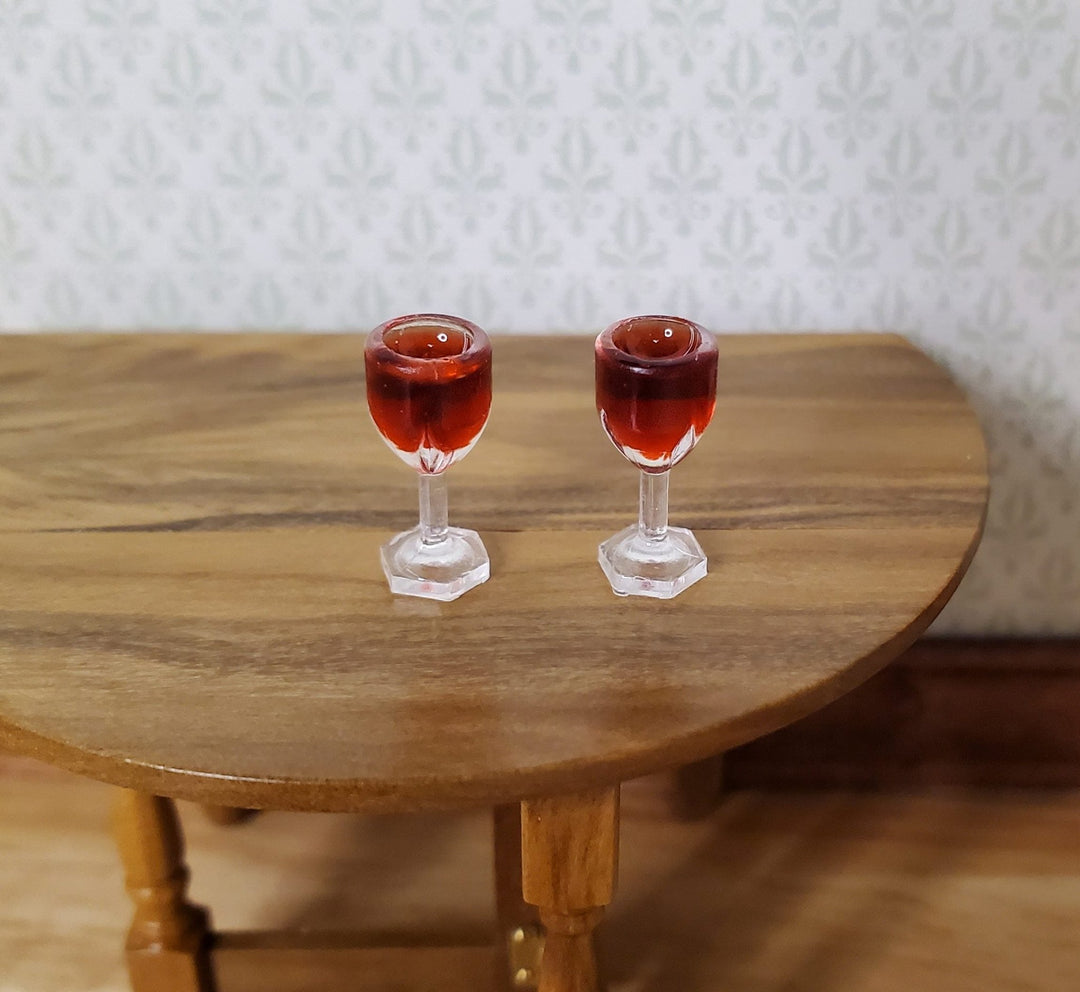 Dollhouse HALF SCALE Filled Red Wine Glasses x2 plastic 1:24 Miniature - MiniatureCrush