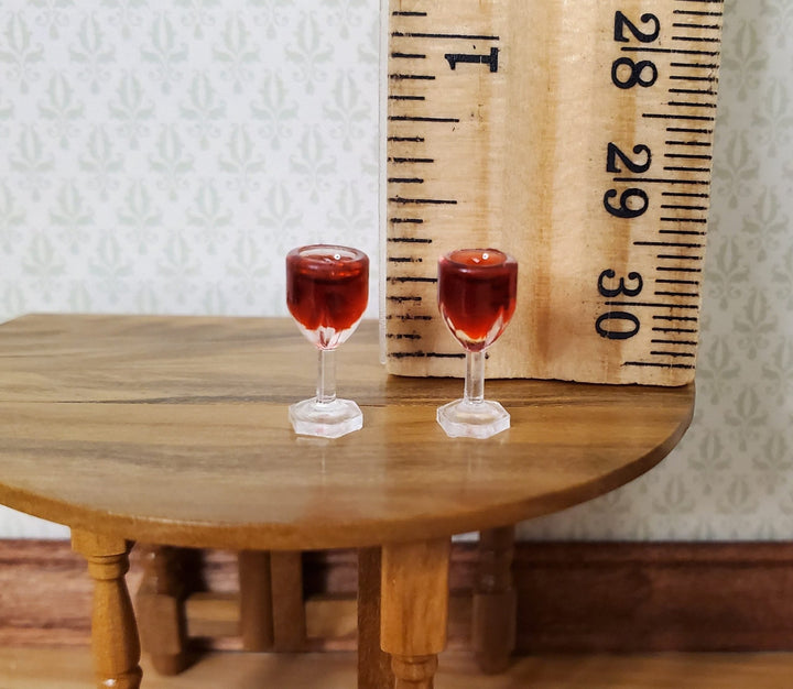 Dollhouse HALF SCALE Filled Red Wine Glasses x2 plastic 1:24 Miniature - MiniatureCrush