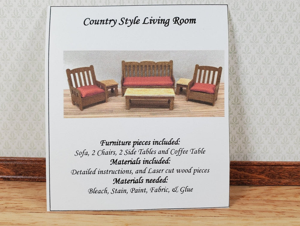 Dollhouse HALF SCALE Furniture KIT DIY Living Room Set Country Style 1:24 Sofa + - Miniature Crush