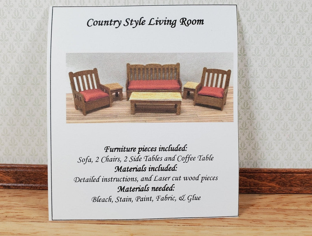 Dollhouse HALF SCALE Furniture KIT DIY Living Room Set Country Style 1:24 Sofa + - Miniature Crush