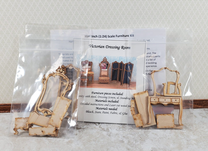 Dollhouse HALF SCALE Furniture KIT DIY Victorian Dressing Room 1:24 Miniatures - Miniature Crush