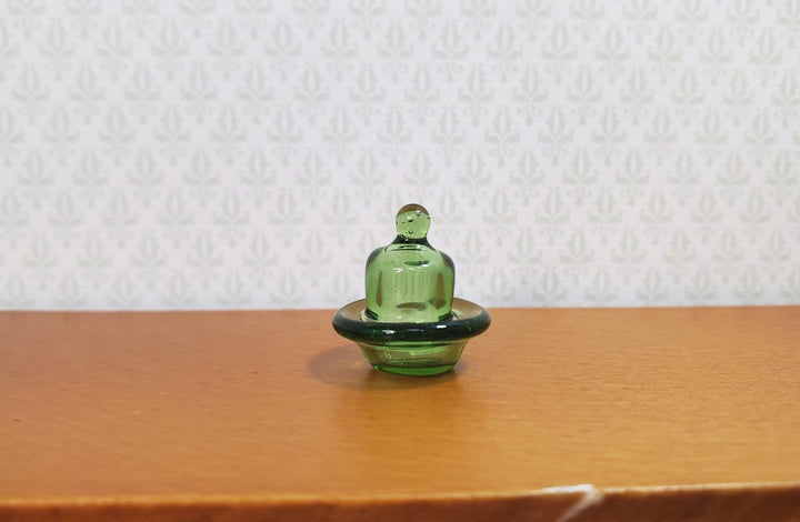 Dollhouse HALF SCALE Green Glass Dish with Lid 1:24 Miniature Kitchen - MiniatureCrush
