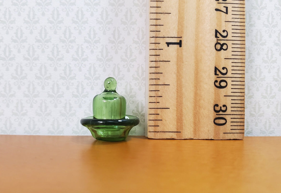 Dollhouse HALF SCALE Green Glass Dish with Lid 1:24 Miniature Kitchen - MiniatureCrush