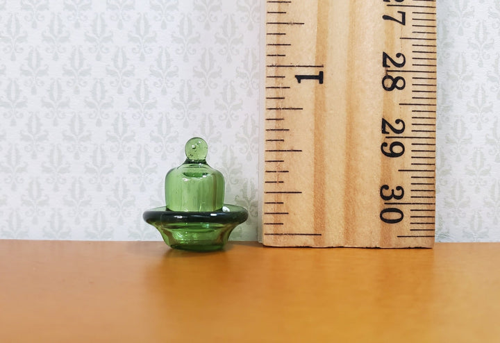 Dollhouse HALF SCALE Green Glass Dish with Lid 1:24 Miniature Kitchen - MiniatureCrush