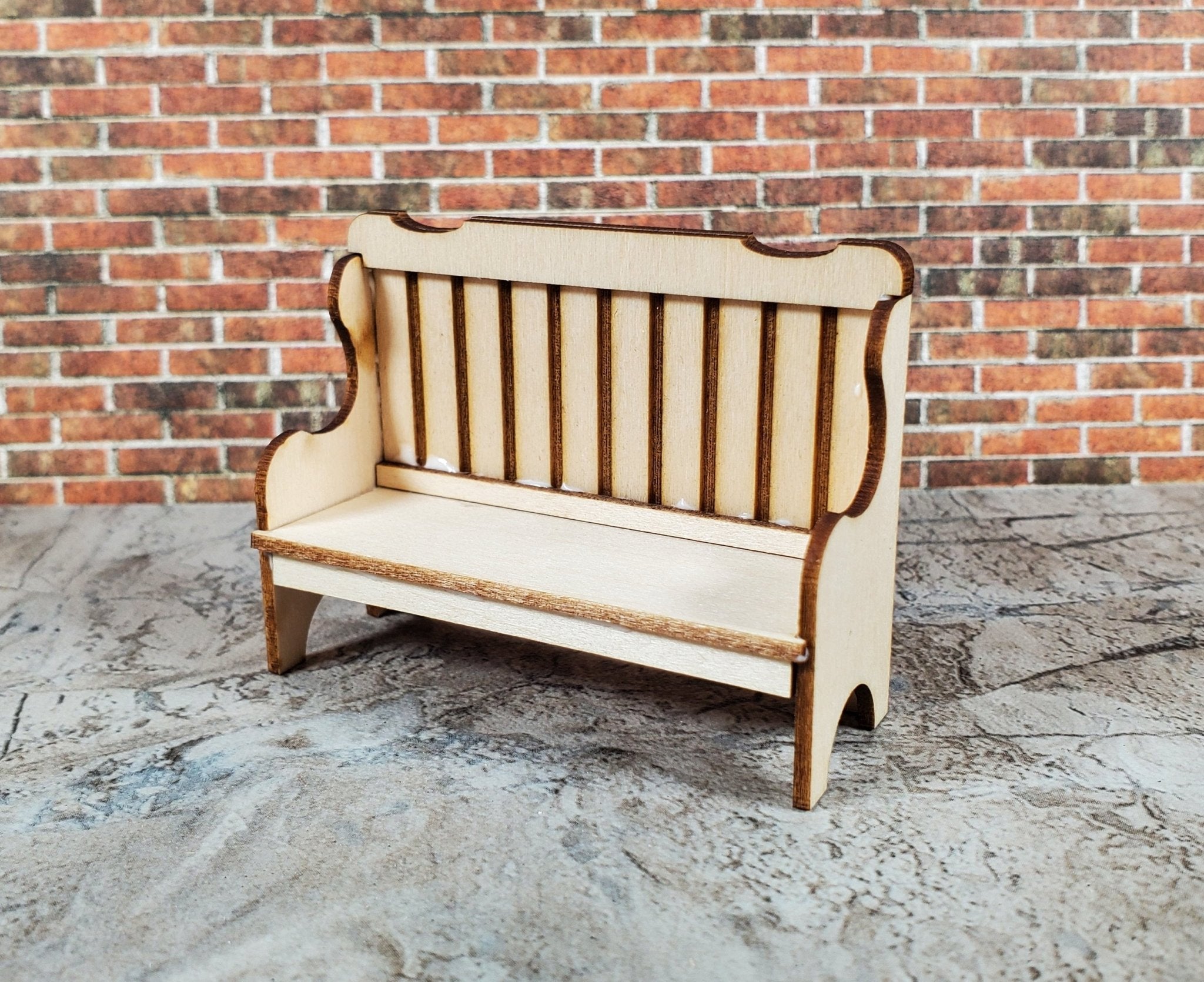 Dollhouse HALF SCALE High Back Bench DIY Kit 1:24 Miniature Wood Furni ...