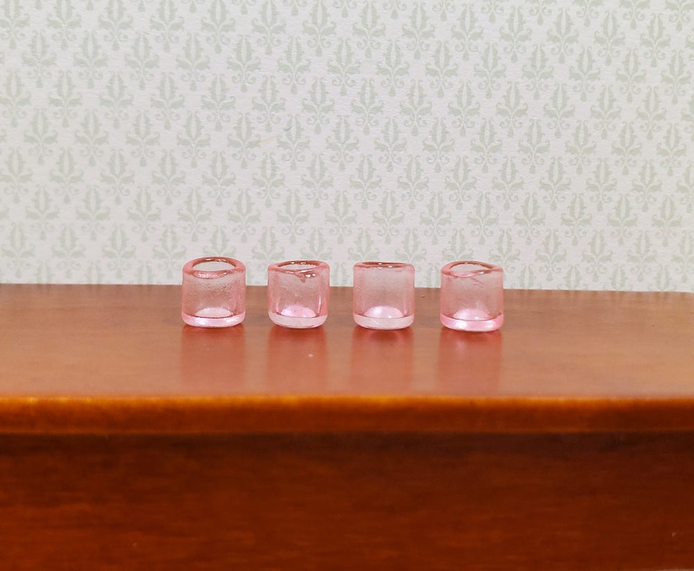 Dollhouse HALF SCALE Light Pink Glass Cup x4 1:24 Miniature Glasses Kitchen - MiniatureCrush