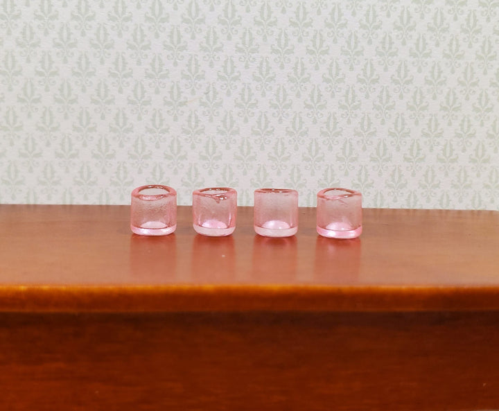 Dollhouse HALF SCALE Light Pink Glass Cup x4 1:24 Miniature Glasses Kitchen - MiniatureCrush
