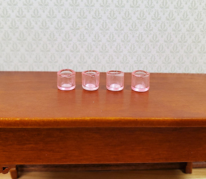 Dollhouse HALF SCALE Light Pink Glass Cup x4 1:24 Miniature Glasses Kitchen - MiniatureCrush