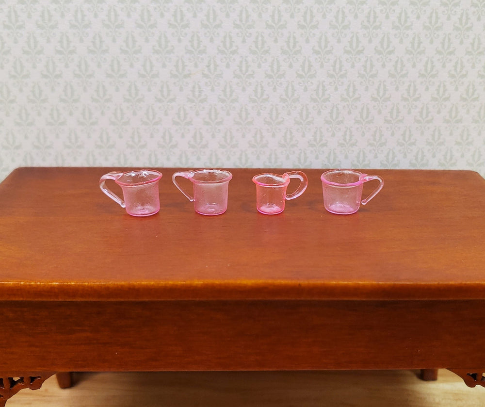 Dollhouse HALF SCALE Light Pink Glass Cups with Handles Set of 4 1:24 Miniature - MiniatureCrush