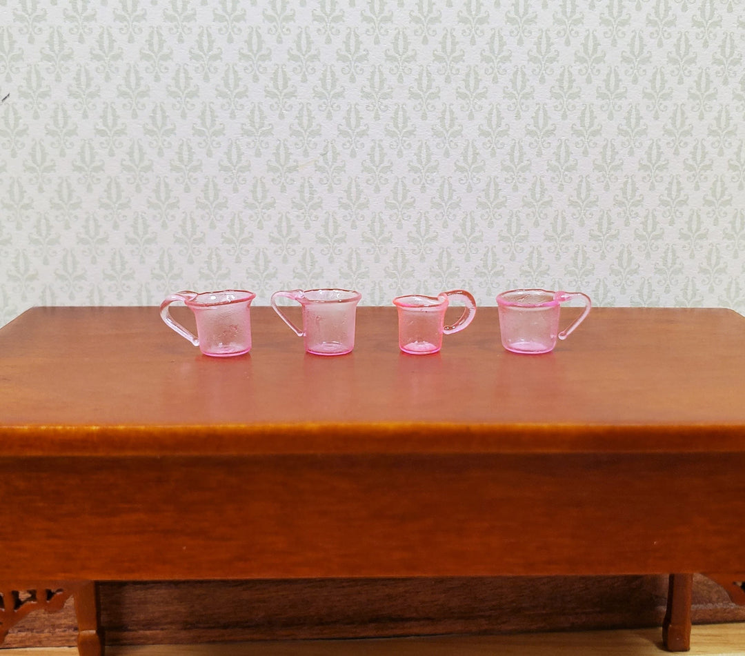 Dollhouse HALF SCALE Light Pink Glass Cups with Handles Set of 4 1:24 Miniature - MiniatureCrush