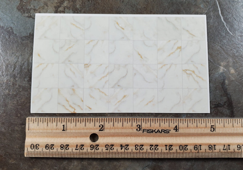 Dollhouse HALF SCALE Marble Floor Tile Cream Brown Gray 1:24 Scale World Model - Miniature Crush