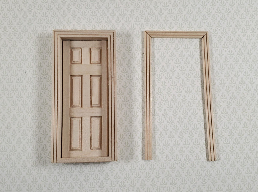 Dollhouse HALF SCALE Miniature Door 6 Panel Wood with Interior Trim 1:24 - MiniatureCrush