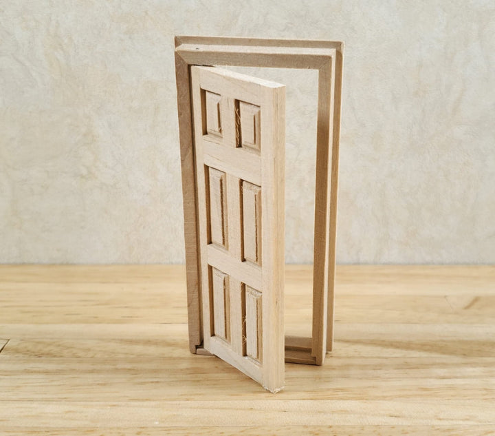 Dollhouse HALF SCALE Miniature Door 6 Panel Wood with Interior Trim 1:24 - MiniatureCrush