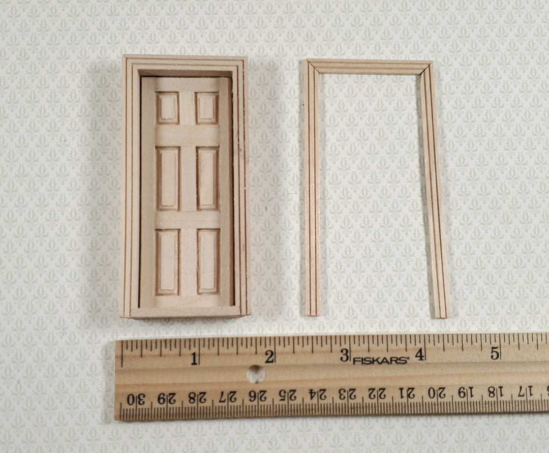 Dollhouse HALF SCALE Miniature Door 6 Panel Wood with Interior Trim 1:24 - MiniatureCrush