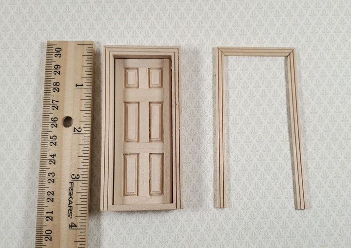 Dollhouse HALF SCALE Miniature Door 6 Panel Wood with Interior Trim 1:24 - MiniatureCrush