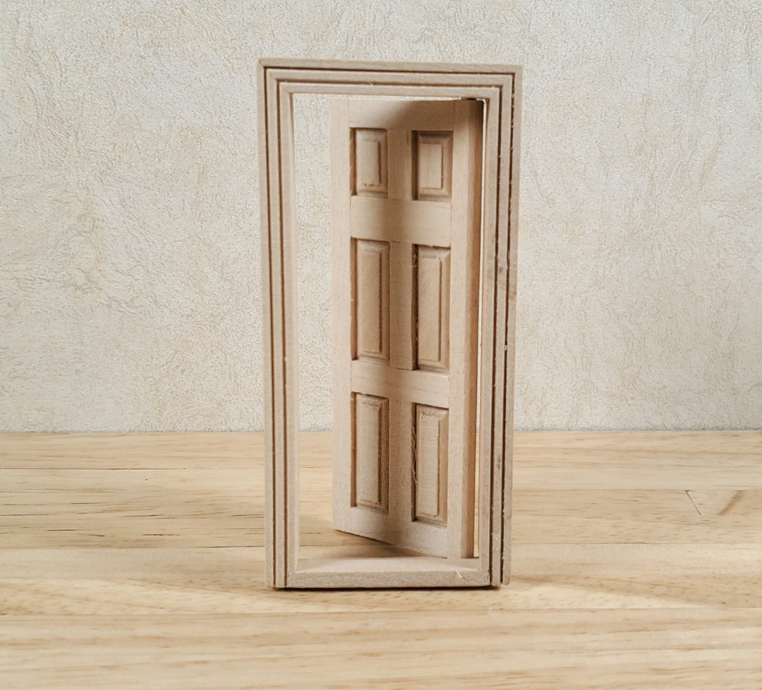 Dollhouse HALF SCALE Miniature Door 6 Panel Wood with Interior Trim 1:24 - MiniatureCrush